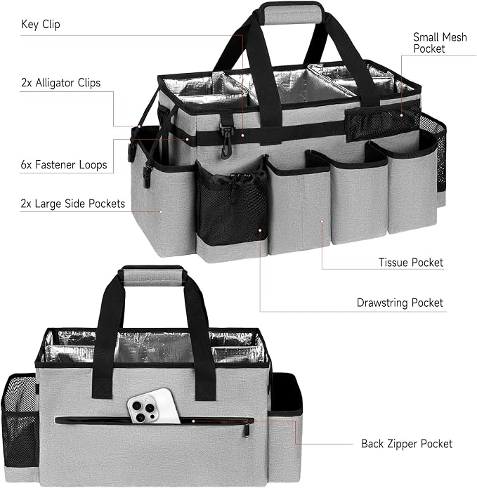 Cleaning Caddy Bag, Extra Large Cleaning Supplies Organizer - Image 3
