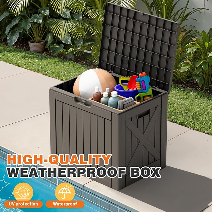 42 Gallon Outdoor Storage Box, Lockable Resin Deck Box - Image 5
