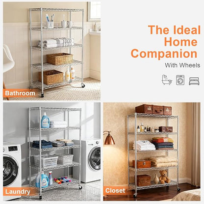 5 Tier Shelving Unit, Wire Shelving - Image 4