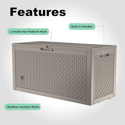New 100 Gallon Outdoor Storage Box, Resin Deck Boxes Waterproof, Indoor Outdoor - Image 3
