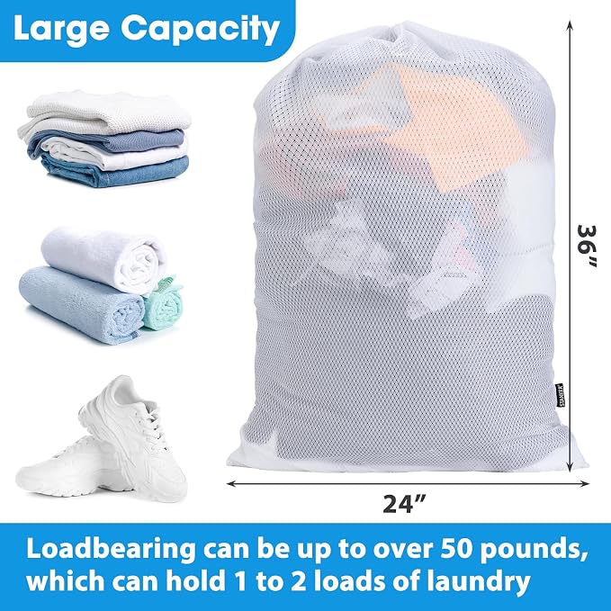 1Pack XL Heavy Duty Mesh Laundry Bag, Machine Washable Large Dirty Clothes - Image 2