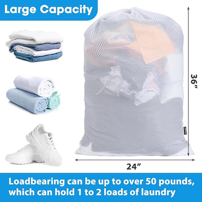 1Pack XL Heavy Duty Mesh Laundry Bag, Machine Washable Large Dirty Clothes - Image 2