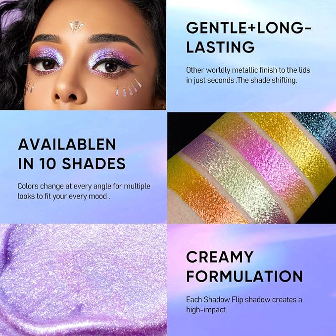 MAKI YIKA Glitter Eyeshadow Purple Liquid Multichrome Eyeshadows Long Lasting - Image 4