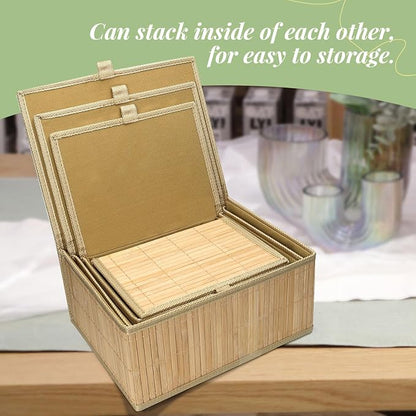 Wicker Basket With Lid Bamboo Storage Box - Image 4