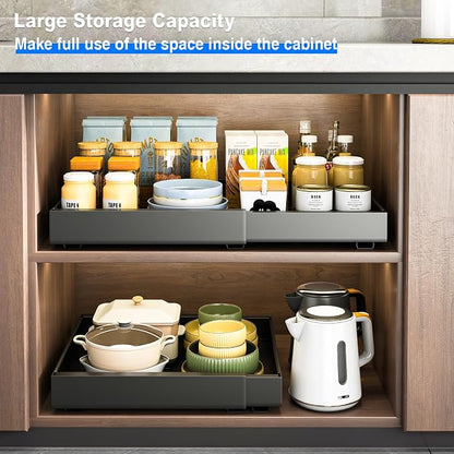 Mustorn 2 Pack Pull Out Cabinet Organizer, Expandable Slide Out Drawers - Image 4