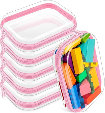 Sanwuta 6 Pcs Clear Hard Zipper Case Hard Plastic Zipper Pouches Transparent by Sanwuta