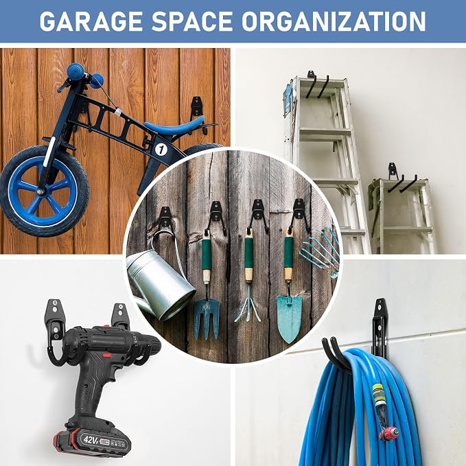 Garage Hooks with Anti-Slip Coating, Heavy Duty Wall Mount Storage Hooks - Image 4