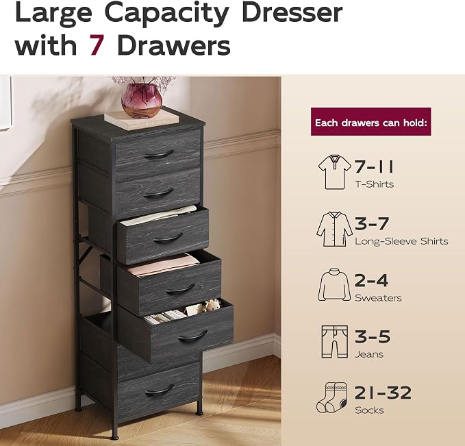 WLIVE Tall Dresser for Bedroom, 7 Drawer Dressers & Chests of Drawers, Fabric - Image 6