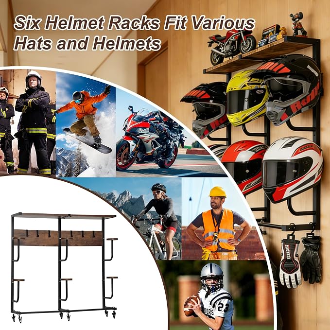 6-in-1 Motorcycle Helmet Rack - Image 3