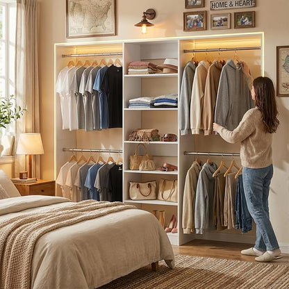 Homieasy Closet System, 4.5-11.5 Ft Expandable Closet Organizer, Walk-in Wood - Image 2