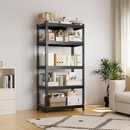 Yaheetech 5-Tier Heavy Duty Storage Shelves 28" W x 12" D x 60" H Black | - Image 9
