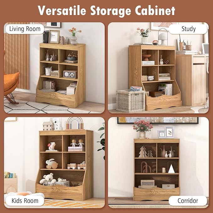 Storage Organizer, Small Bookcase w/ 4 Open Cubes & 1 Bottom Compartment - Image 8
