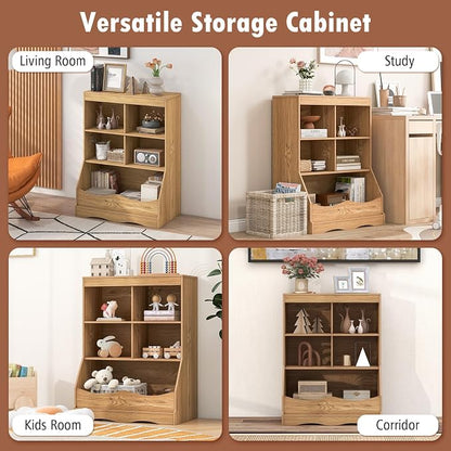 Storage Organizer, Small Bookcase w/ 4 Open Cubes & 1 Bottom Compartment - Image 8
