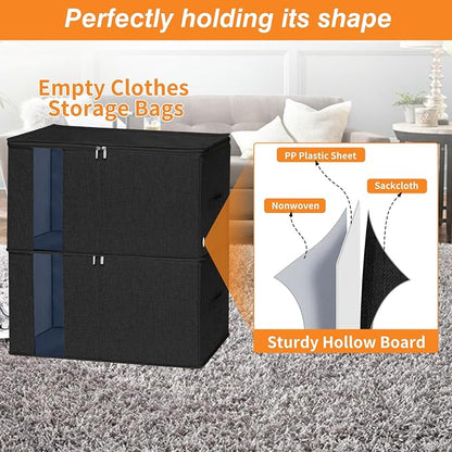 punemi 2 Pack Clothes Storage, Sturdy Blanket Storage Bags - Image 3