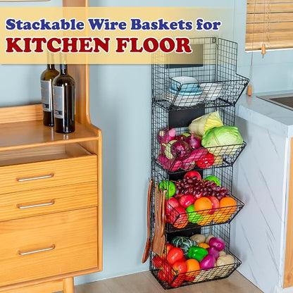 X-cosrack Metal Wire Basket Wall Mount, 4 Tier Extra Large Wall Storage Basket - Image 6
