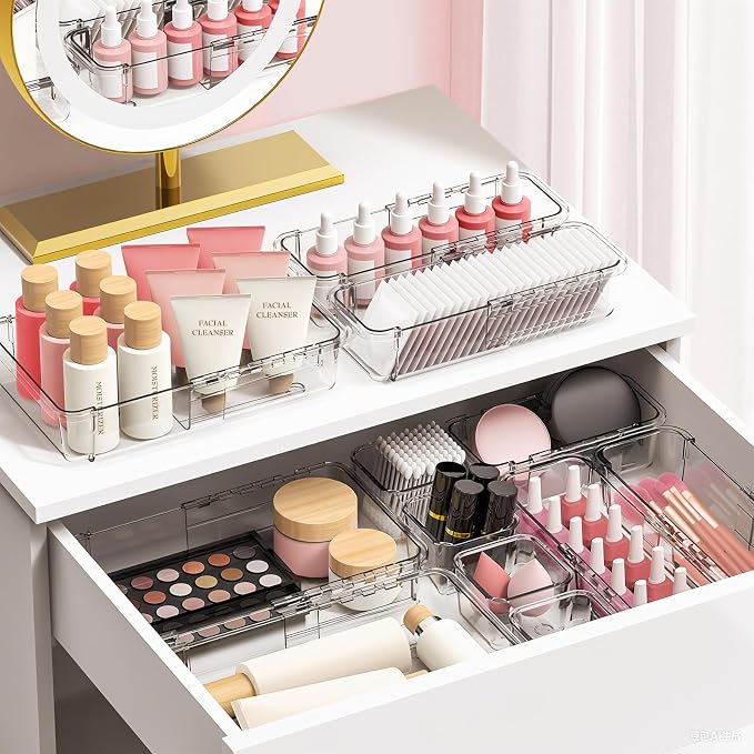 DILIBRA 16 Pcs Clear Extendable Drawer Organizer, Adjustable Drawer Storage - Image 6