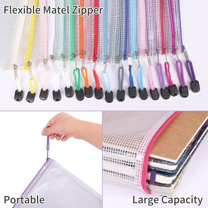 EOOUT 42pcs Mesh Zipper Pouch, 8 Sizes Waterproof Zipper Bags, 17 Colors - Image 6