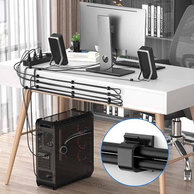 Large Cable Clips 40pcs with Strong Adhesive Tapes, Wire Holder Organizer Cord - Image 6