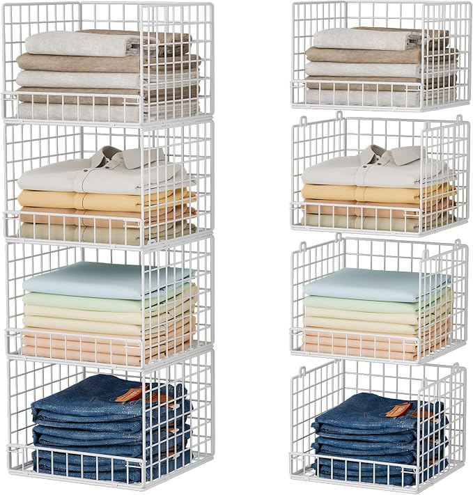 4-Tier Stackable Closet Organizers and Storage Baskets, Closet Shelf Organizer by Huxitocan