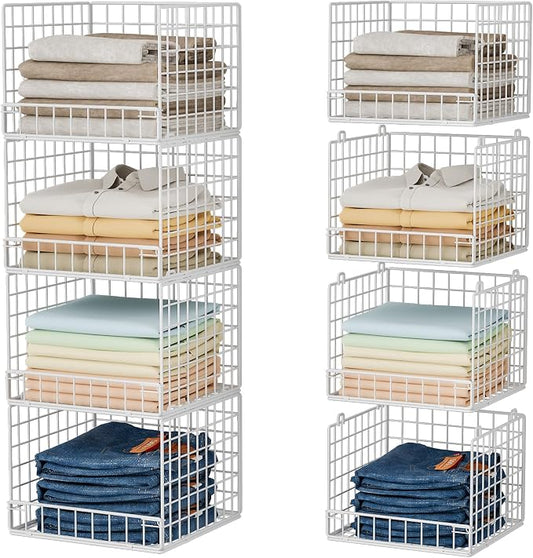 4-Tier Stackable Closet Organizers and Storage Baskets, Closet Shelf Organizer by Huxitocan