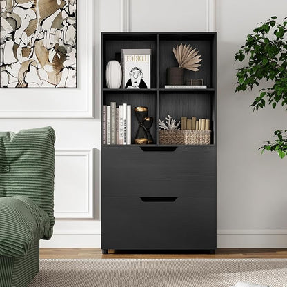 GOFLAME 4-Tier Bookcase with 2 Drawers, 51” Tall Bookshelf with 4-Cube Open - Image 9