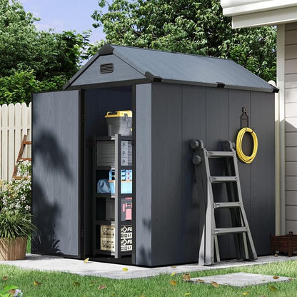 Aoxun 4×6 FT All-Weather Resin Storage Shed, Outdoor Plastic Tool Shed - Image 2