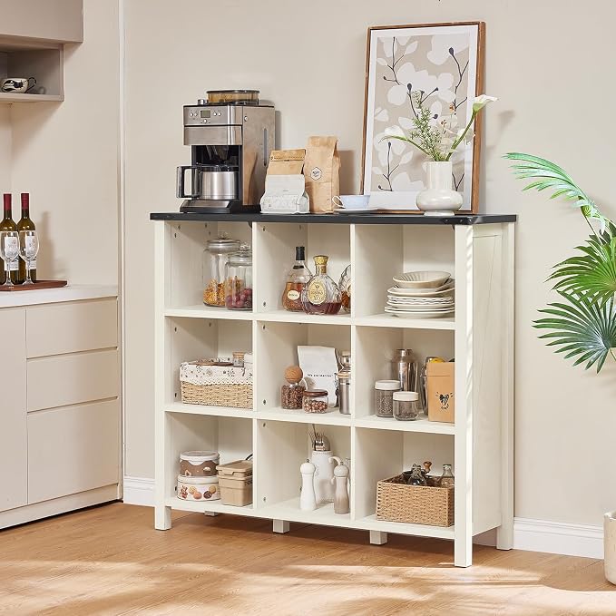 9 Cube Bookcase, Farmhouse 47 Inch Wide White Bookshelf, Wooden 3 Tier Display - Image 8