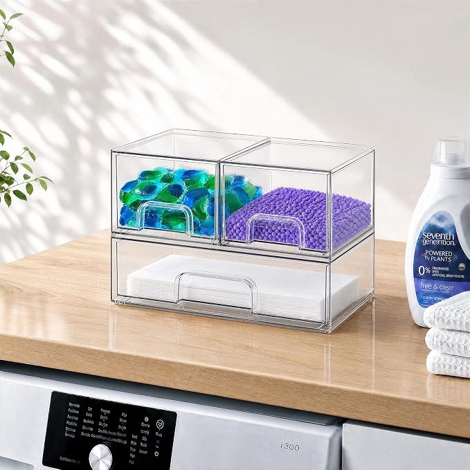 Clear Stackable Storage Drawers, Acrylic Bathroom Makeup Organizer, Plastic Bins - Image 8