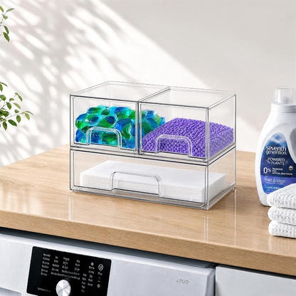 Clear Stackable Storage Drawers, Acrylic Bathroom Makeup Organizer, Plastic Bins - Image 8
