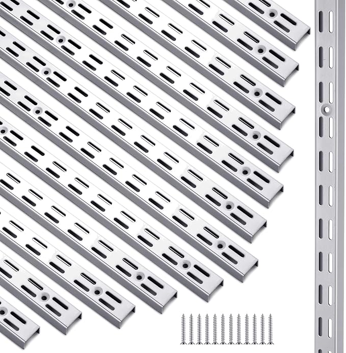 12 Pack 47 Inch Dual Track Upright Wall Shelving System Shelf Bracket Twin Slot by Unknown