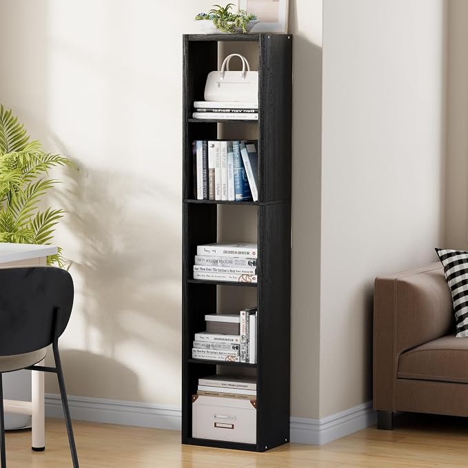Tall Cube Storage Organizer Bookcase, 5 Tier 11 inch Open Back Cubical Shelf - Image 2