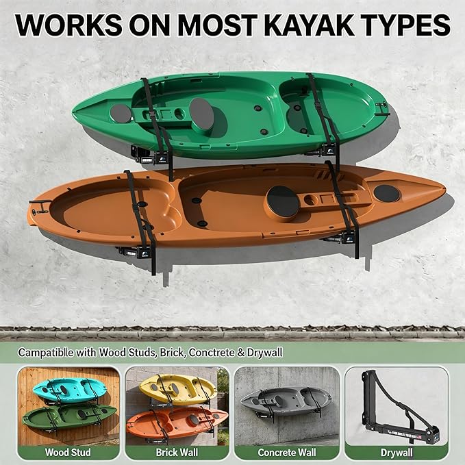 Kayak Storage Hooks Wall Mount Rack, Heavy Duty Garage Storage Hangers - Image 7