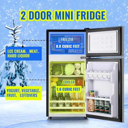 2.4 Cu.ft Mini Fridge Dual Door Small Refrigerator - Image 3