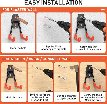 Garage Hooks with Anti-Slip Coating, Heavy Duty Wall Mount Storage Hooks - Image 6