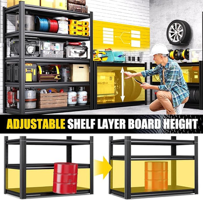 Set of 6 Heavy Duty Garage Shelving Unit, 71.2" H x 35.4" W x 16" D, 5-Tier - Image 7