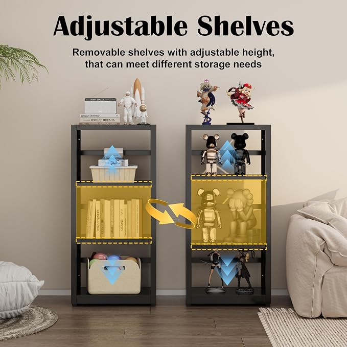 Narrow Bookshelf, 3 Tier Bookcase, Home Office Bookcase Shelf Storage Organizer - Image 5