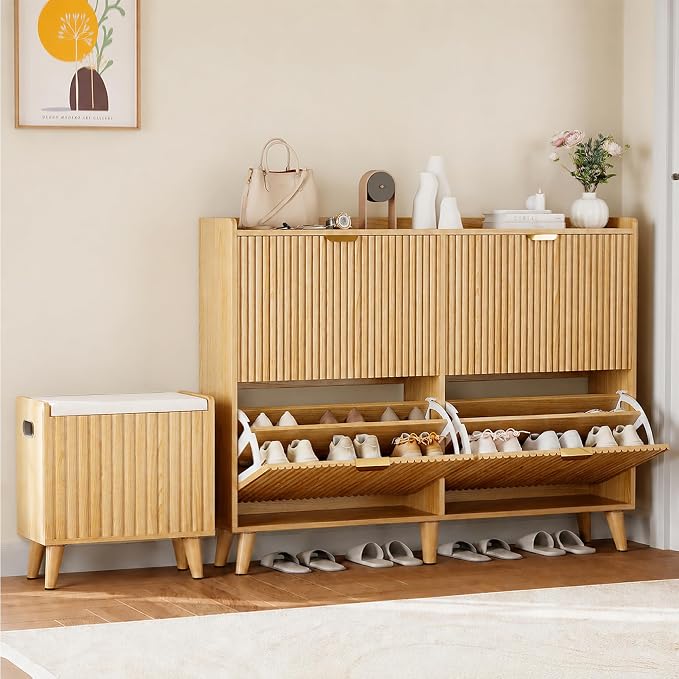 Pipleo Fluted Shoe Cabinet by PIPLEO