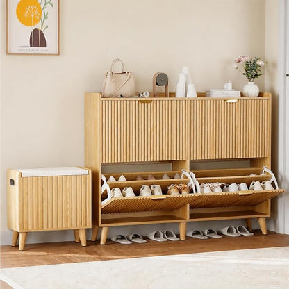 Pipleo Fluted Shoe Cabinet by PIPLEO