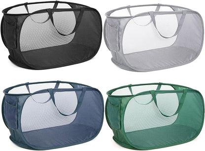 4 Pack Durable Collapsible Laundry Baskets, Mesh Foldable Laundry Basket by Bemkoo