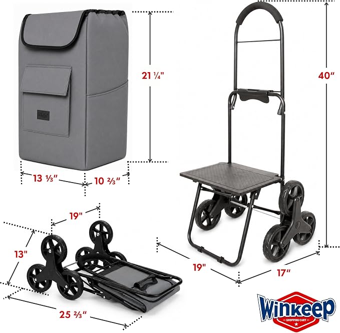 Shopping Cart, Super Loading Stair Climber 220 lbs Capacity, Grocery Foldable - Image 3