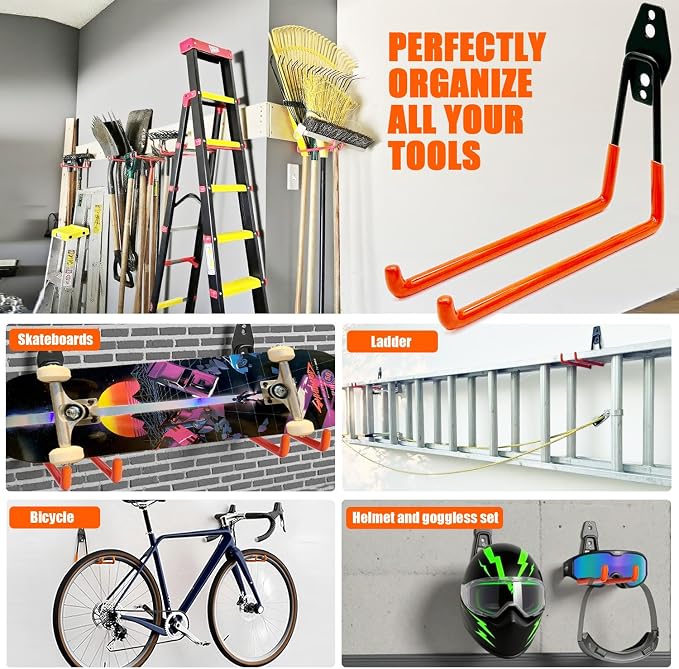 Heavy Duty Garage Storage Hooks, 2 Pack Utility Steel Garage Tool Organizer - Image 5
