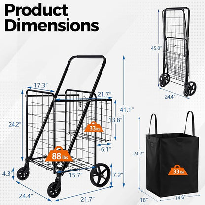 SUPER DEAL Folding Shopping Cart - Image 6