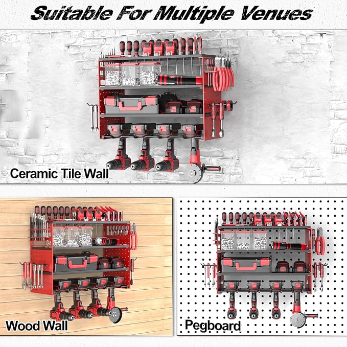 Power Tool Organizer Wall Mount, Cordless Drill Hanger Storage Rack 8 Drill - Image 7
