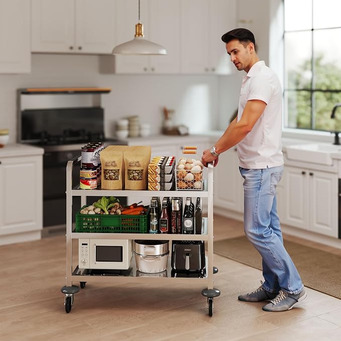 uyoyous 3 Tier Stainless Steel Utility Cart Commercial Serving cart - Image 7