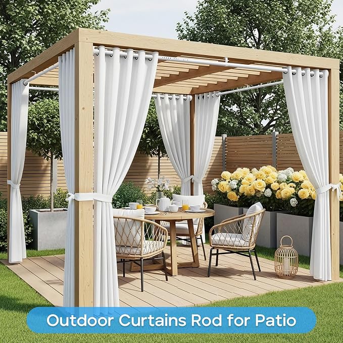 Tension Curtain Rod White Tension Rod 40 to 183 Inch Spring Curtain Rods Non - Image 4
