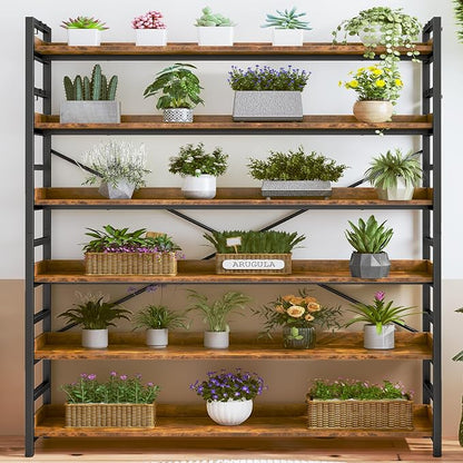 HCHQHS 6 Tier Bookshelf, Adjustable Industrial Bookcase, Vertical Tall Book - Image 8