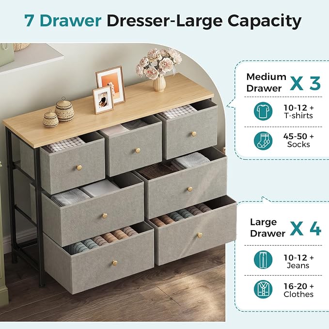OLIXIS 7 Drawer Closet Organizer, Storage Tower - Image 4
