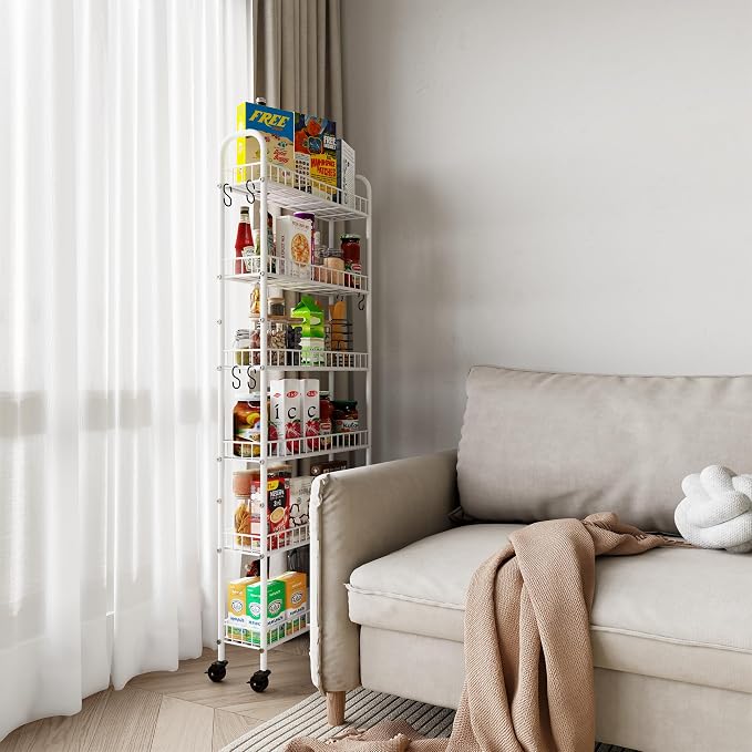 6 Tier Slim Rolling Storage Cart - Image 9