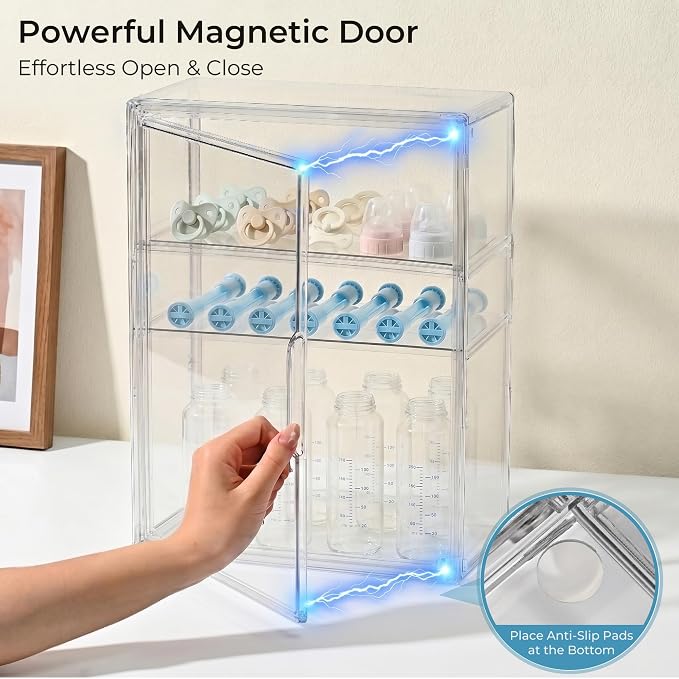Baby Bottle Organizer – Large Adhesive Wall-Mount 3 Tier Adjustable Acrylic - Image 3