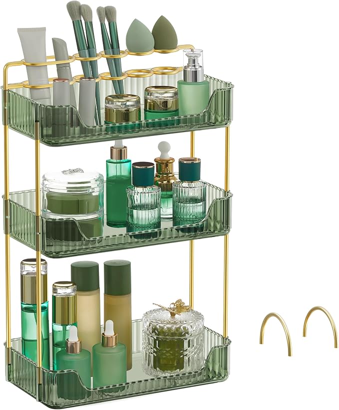 SONGMICS Makeup Organizer, 3-Tier Skincare Organizer Countertop, Customizable by Unknown